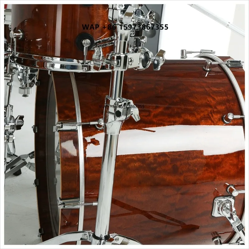 Drums Factory Own Brand KINGZBEAT African Sapele Exotic Wood Drum Kit with 28mm Tube Hardware for Drummers