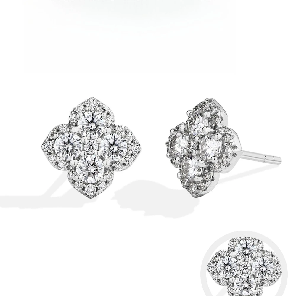

Leaf Full Moissanite Diamond Earring D Color 925 Sterling Silver For Women 18k Gold Plated Engagement Stud Earrings Jewelry Gift