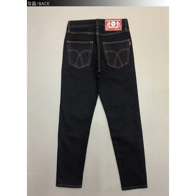 

Модные мужские джинсы оригинального цвета высокого класса, модная вышивка, облегающие прямые брюки, потертые длинные брюки