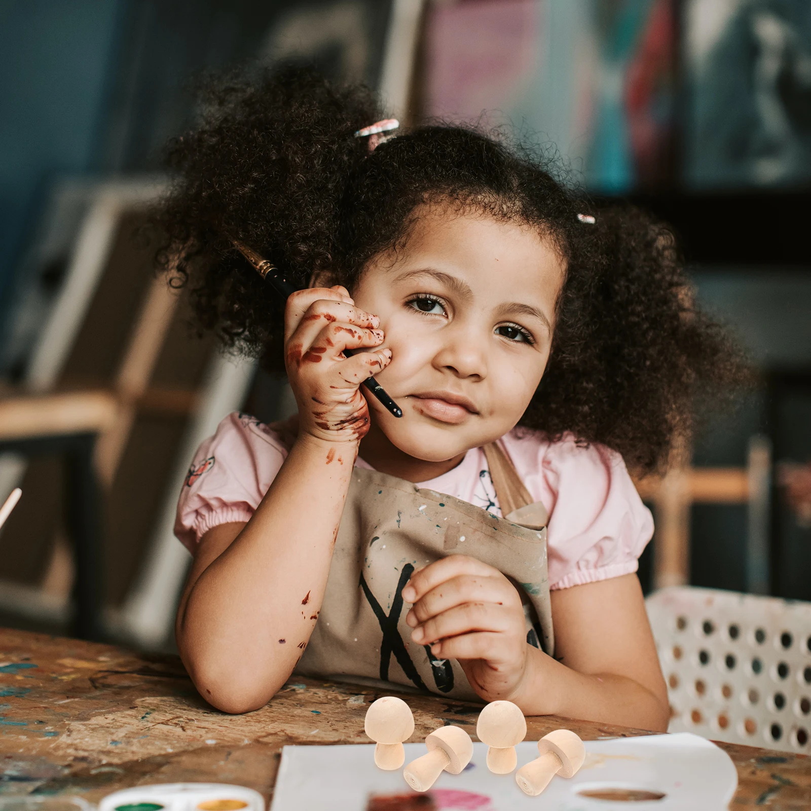 

10Pcs DIY Wooden Mushroom Ornaments Safe Lightweight Blank Graffiti Kids Painting Educational Desktop Decoration Set