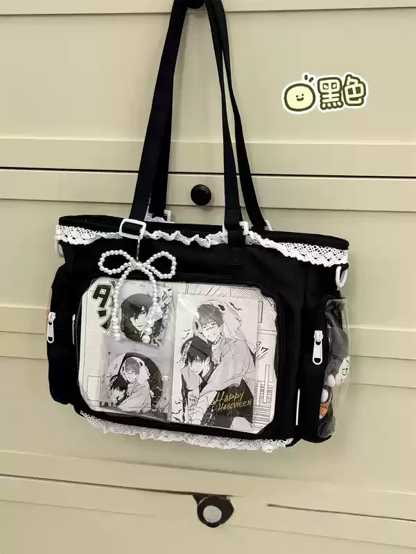 Balletmeisje heeft een grote eetlust Itabag Japanse 2D enkele schouder Cross Body Goods Bag cadeau voor vrienden alleen geen poppen geen kaart