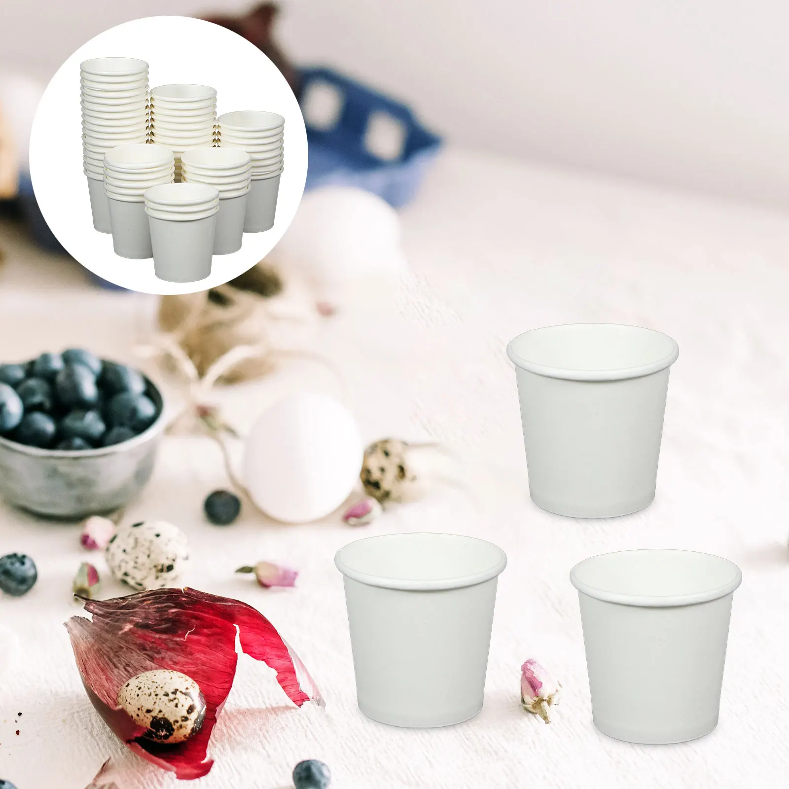 100 Uds. Vasos de degustación blancos, vasos de papel para fiestas, vasos de papel desechables, vasos de papel para jugo de café, vasos de un solo disparo, taza de café