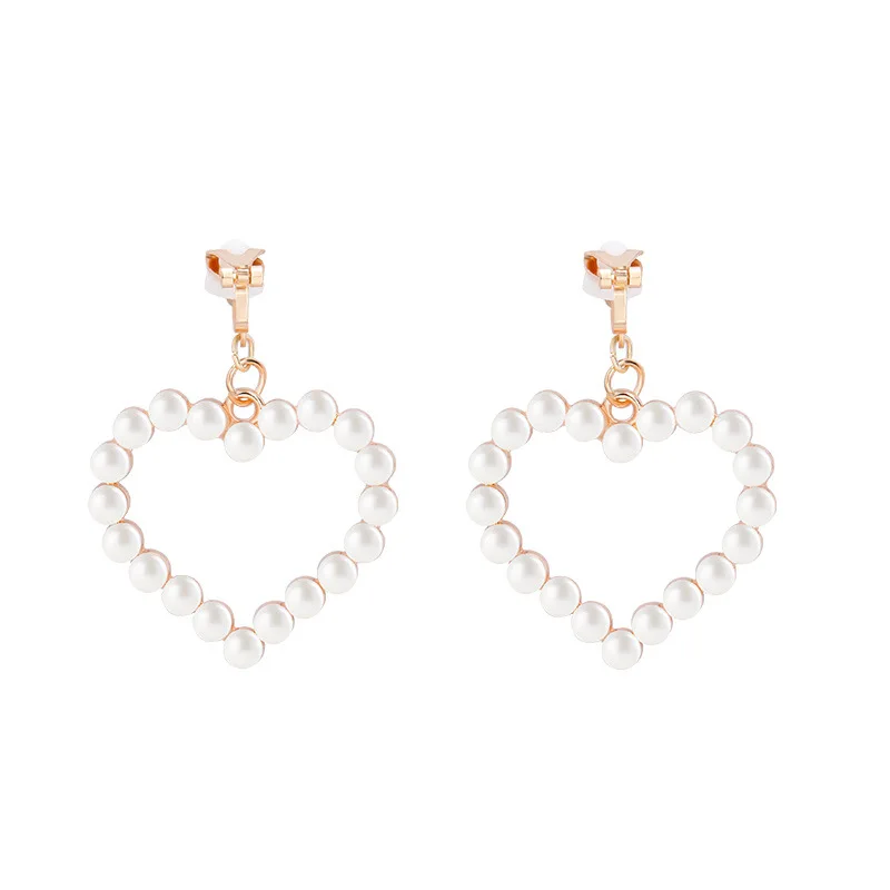 Korean Style Clip on Earrings No Pierced Earrings Women\'s Party Birthday Fashion Flower Heart Cute Cuff Earrings Ear Clip Gift