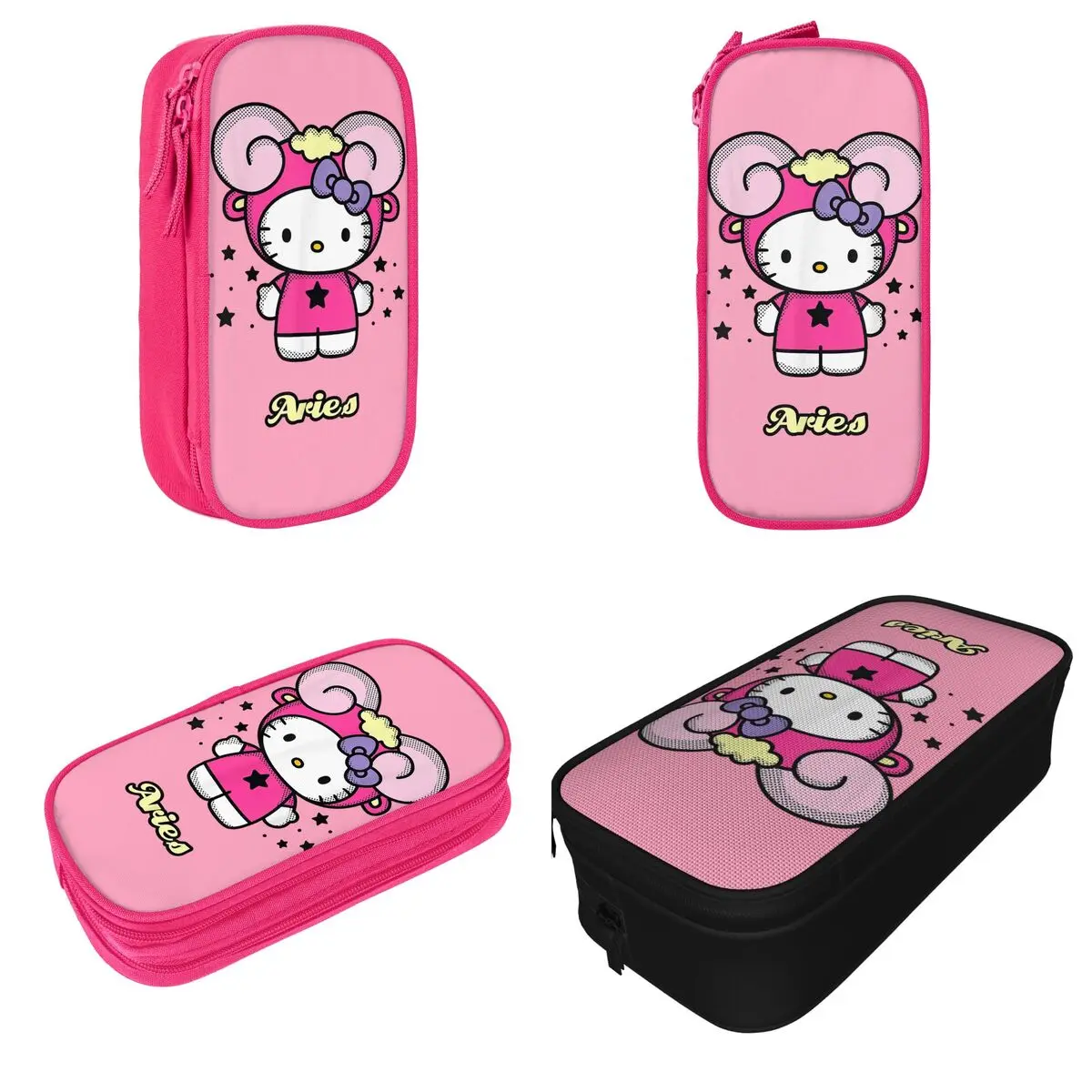 Hello Kitty Zodiac Aries Pencil Cases Creative Pen Bag Student Large Storage School Supplies Gifts Pencilcases