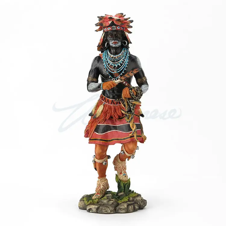 African Tribal Witch Doctor Resin Figurine Ethnic Shaman Sculpture Vintage Tribal Warrior Statue Home Desktop Decor Craft Gift
