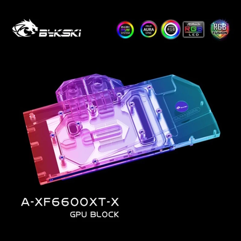 Bykski GPU Block for XFX Radeon RX 6600XT Speedster Merc / V2 OC , Full Cover Liquid Cooler GPU Water Cooling / A-XF6600XT-X