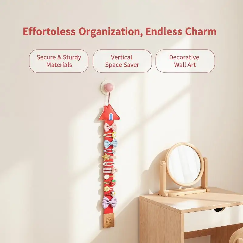 Cute PU Leather Hair Clip Organizer With Soft Edges Large Capacity For Girls Hair Accessory Storage