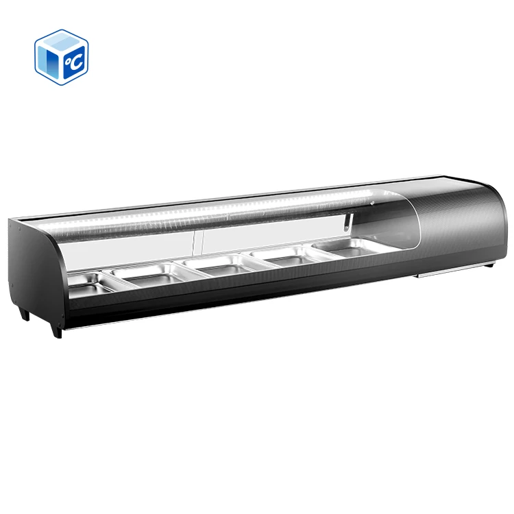 1148x406x316mm Sushi Case Countertop Sushi Display Refrigerator Direct Cooling R600a 4, 5, 6 Shelf LED Bakery Cafe Row 30 Case