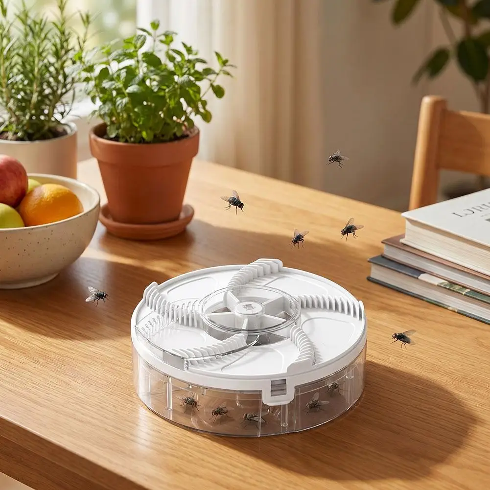 Leiser, abnehmbarer elektrischer Fliegenfänger mit automatischer Rotation, Insekten- und Schädlingsfänger, elektrische Fliegenfalle, USB-wiederaufladbar – Detail 6