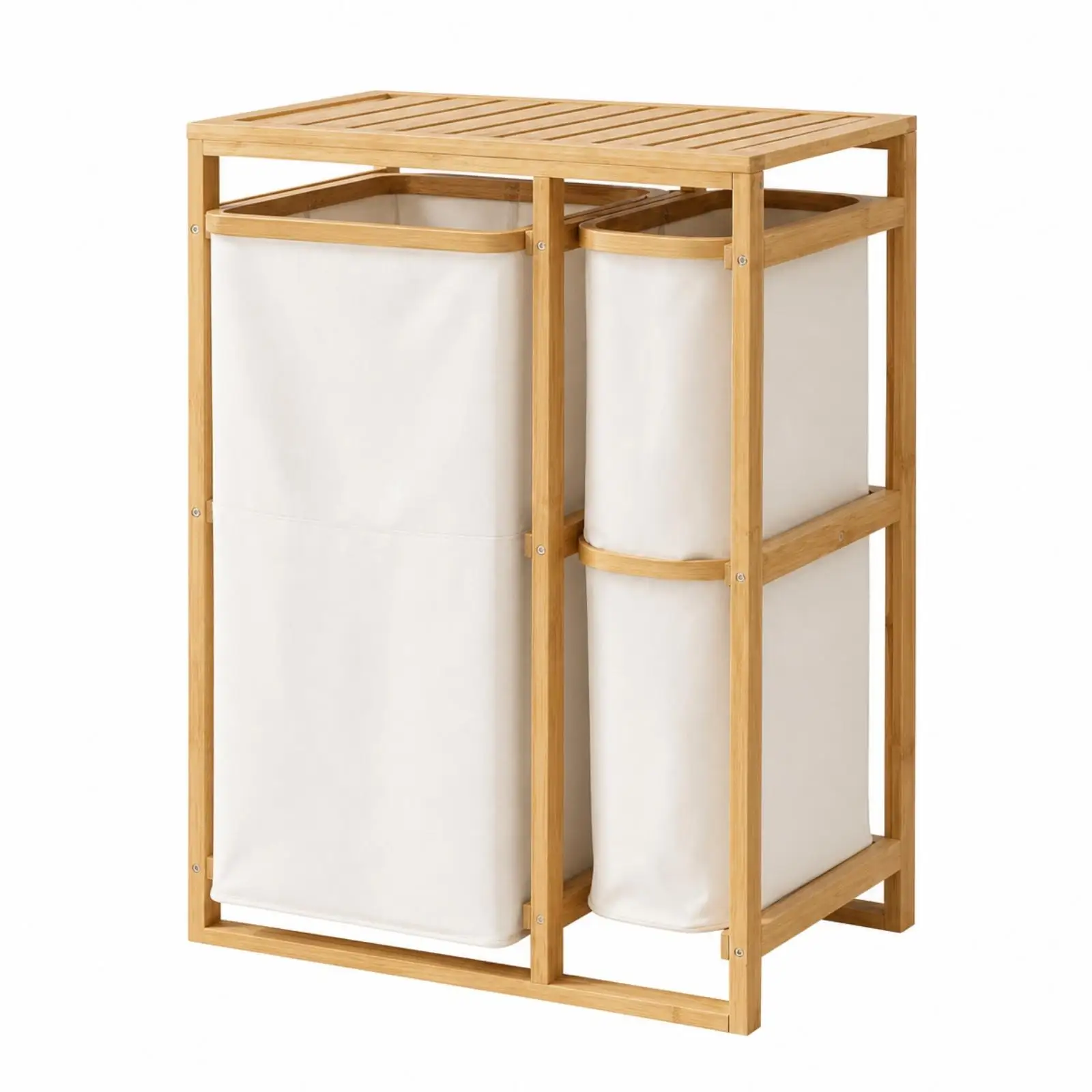 Two-Tier Bamboo Storage Rack Natural Bamboo Rack with Slatted Top Two-Level Open Storage Shelf Space-Saving for Bathroom