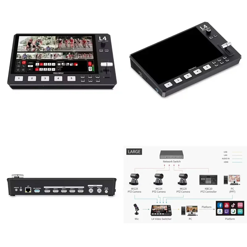 USD452 L4 Multi-camera Video Switcher Mixer 10.1