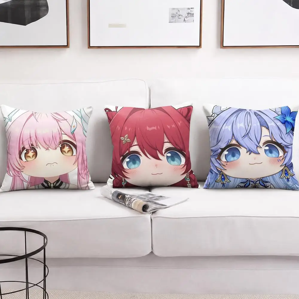 Kuchiba Chisaki Zhezhi Wuthering Waves Cushion Cover Soft Short Plush Pillow Cases Hidden Zipper Sofa Bedroom Home Decor Gift
