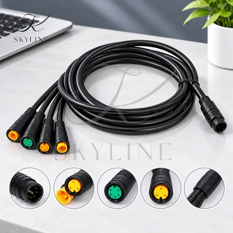 Ebike Motor 8Pin 1T4 Extender Cable Replacement For Julet 1 To 4 Male Female Connector Waterproof Kunteng Convert Cable