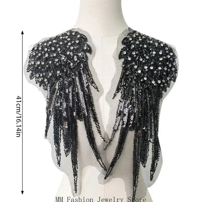 D0UB 2pack Exquisites Sequins Embroidered Patches Clothes Badge Appliques Stickers