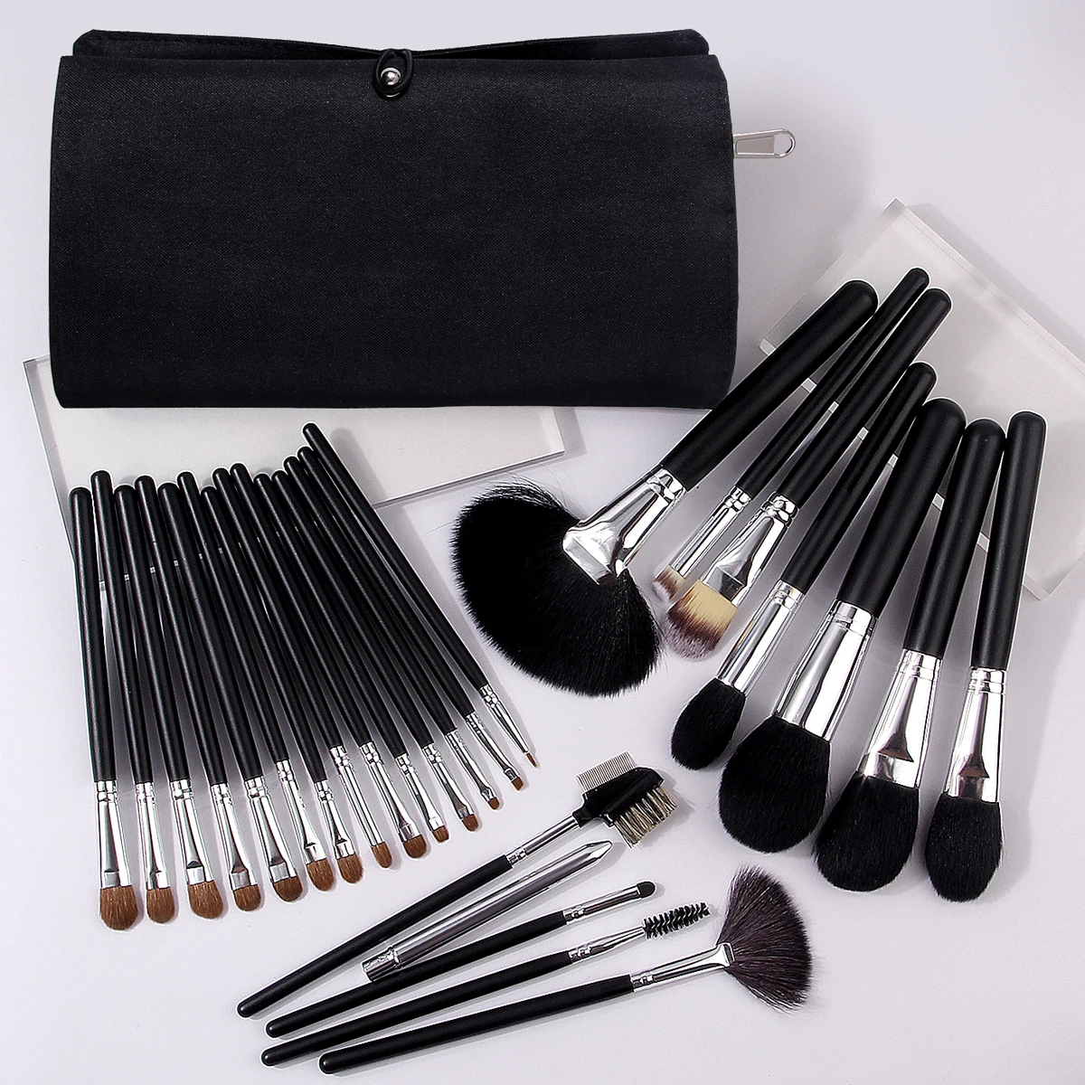 Conjunto de 27 Pincéis de Maquiagem Profissionais, Macios e Fofos, para Base, Sombra e Blush, com Bolsa de Armazenamento