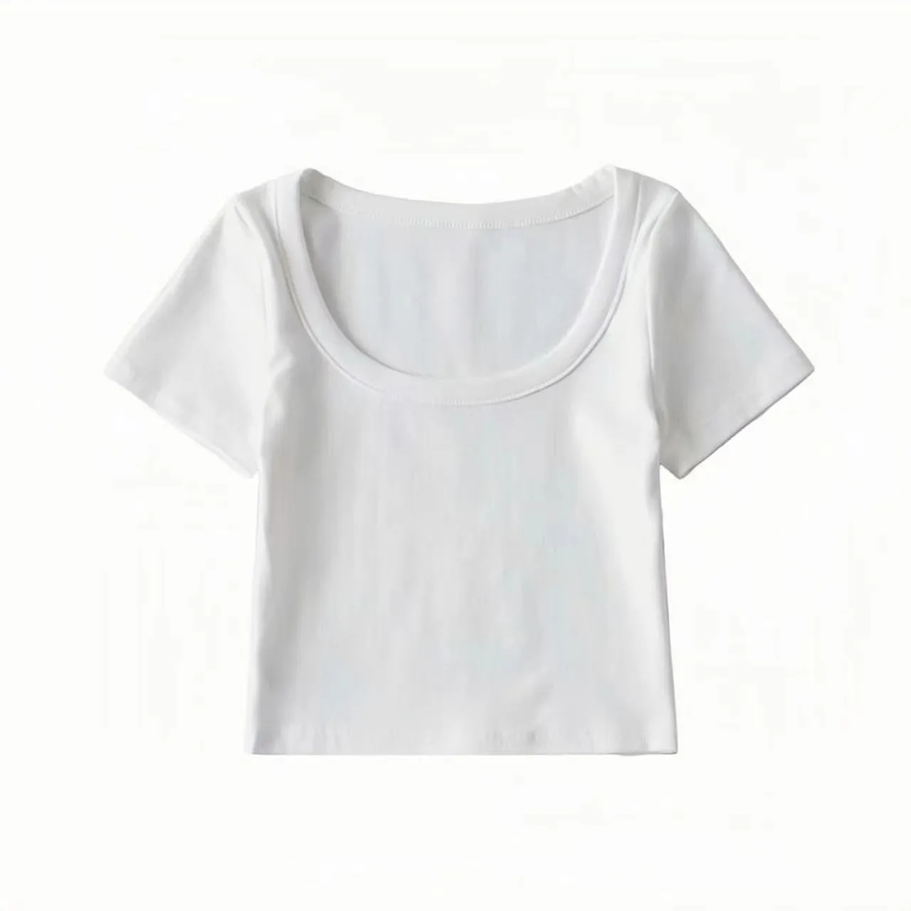 T-shirt en coton pour femmes, coupe cintrée, ort Sve u-ne, Sle, printemps été, couleur Pure, nombril, vêtements intérieurs