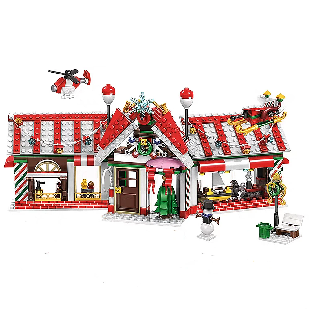 creative expert Red House Santa moc Building Block model Halloween thanksgiving toy gifts Christmas New years 11093 492pcs