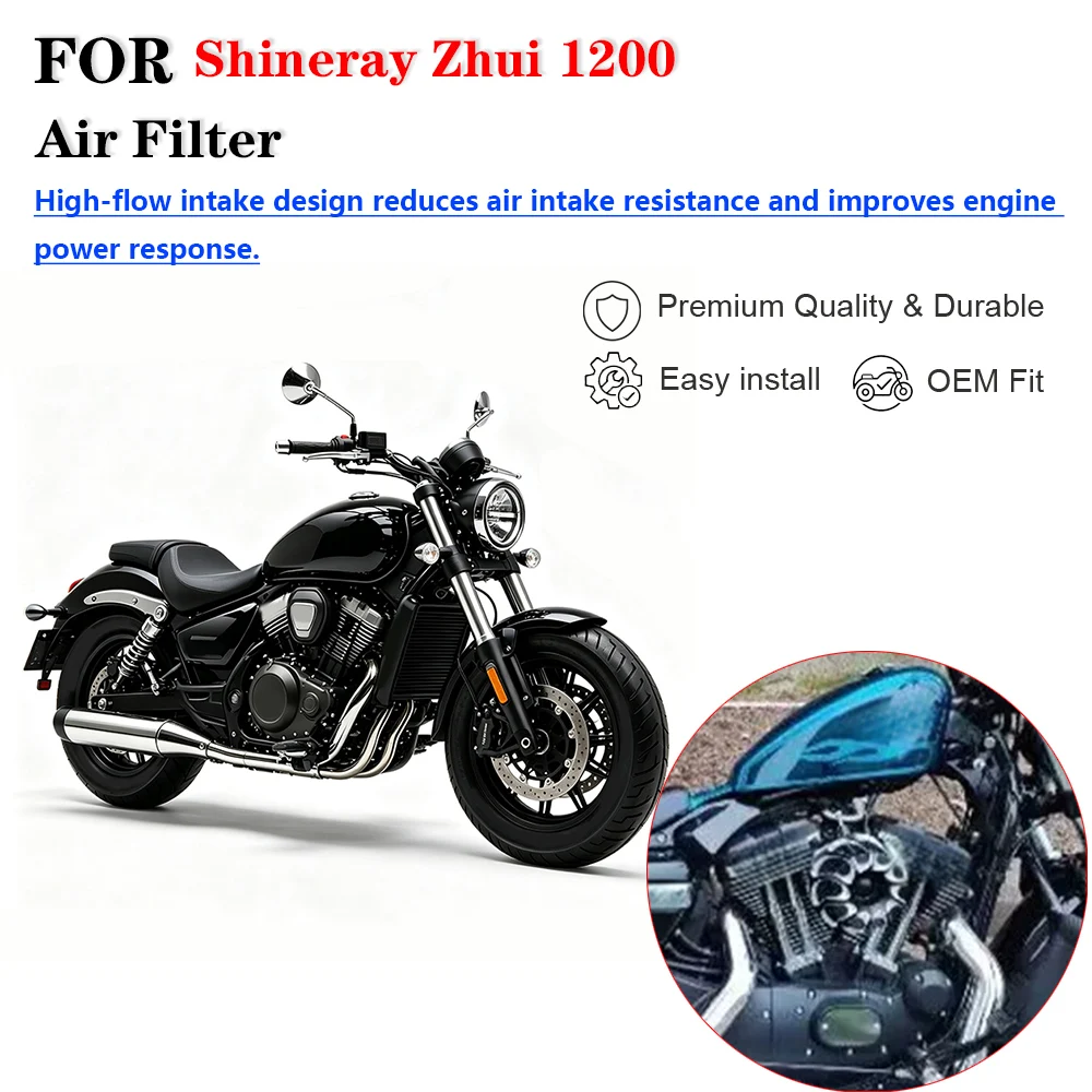 New Transparent Air Filter for Shineray Zhui 1200 Motorcycle, High Flow Intake Air Cleaner, Zhui1200 Modification Accessories