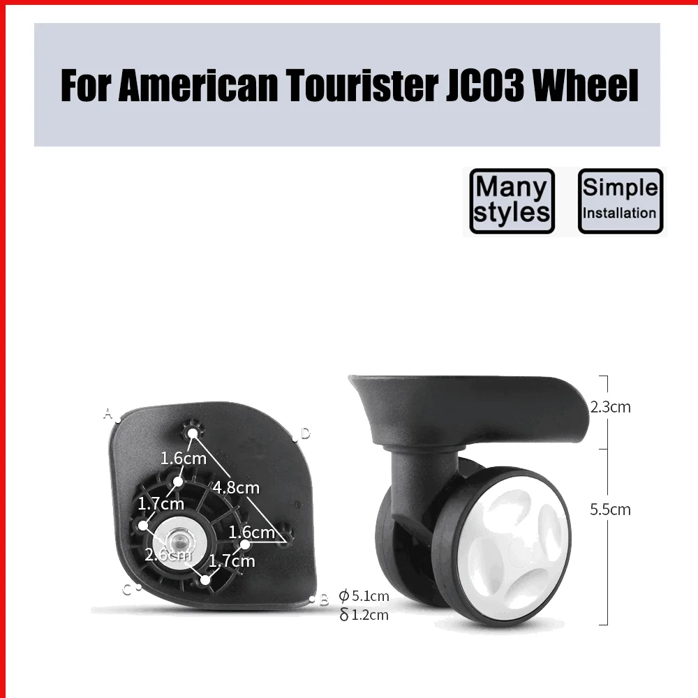 For American Tourister JC03 Trolley Case Wheel Pulley Sliding Casters Universal Luggage Wheel Silent Smooth Wear-resistant Black