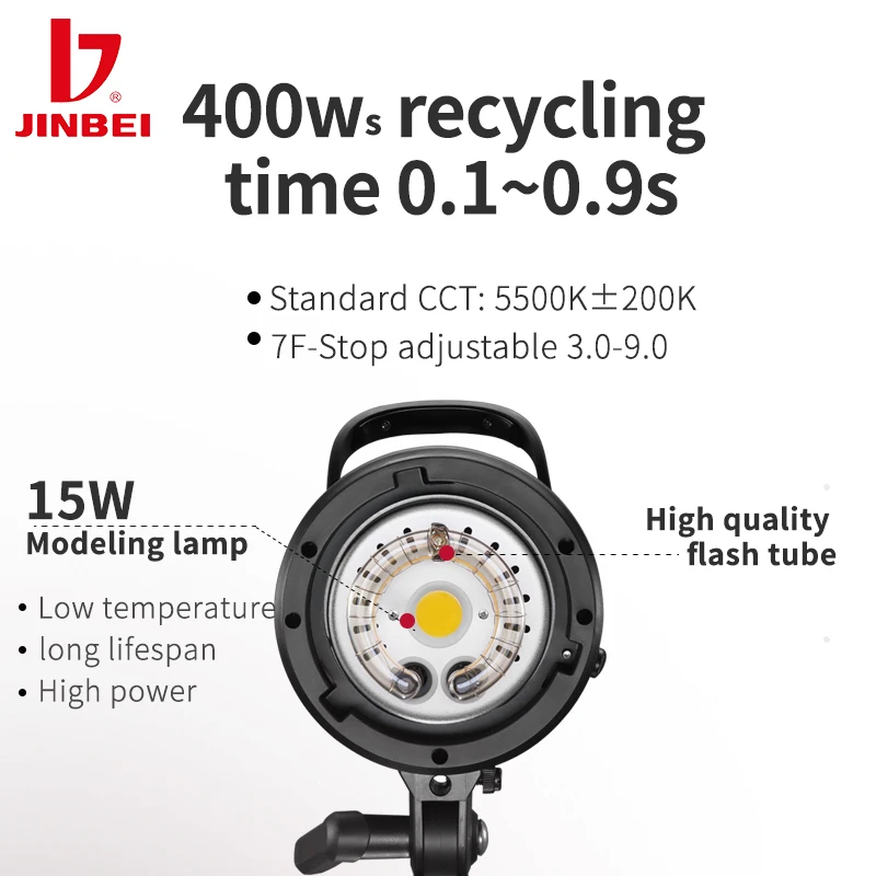 JINBEI DMII 4 Studio Flash Strobe Light Photography Photo Accessories 400W Camera Flash Lights good
