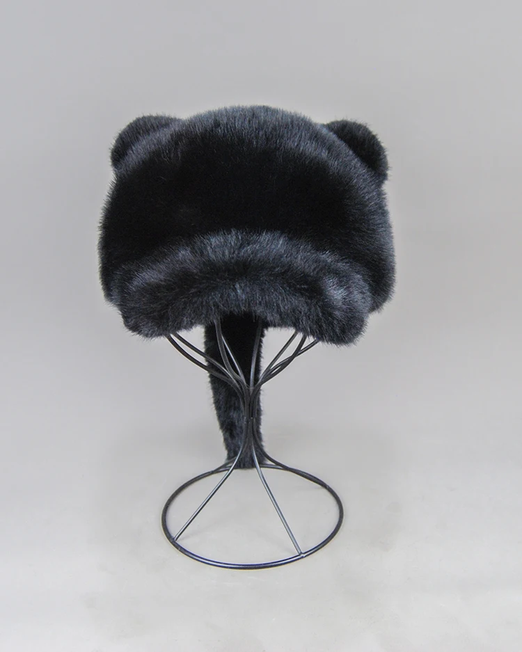 Plüschmütze für Erwachsene, Kinder und Jugendliche, für Pendler, mit Kunstfell-Schwanz, russische Wintermütze, wärmende Baseballkappe, Mützen für Damen. – Detail 6