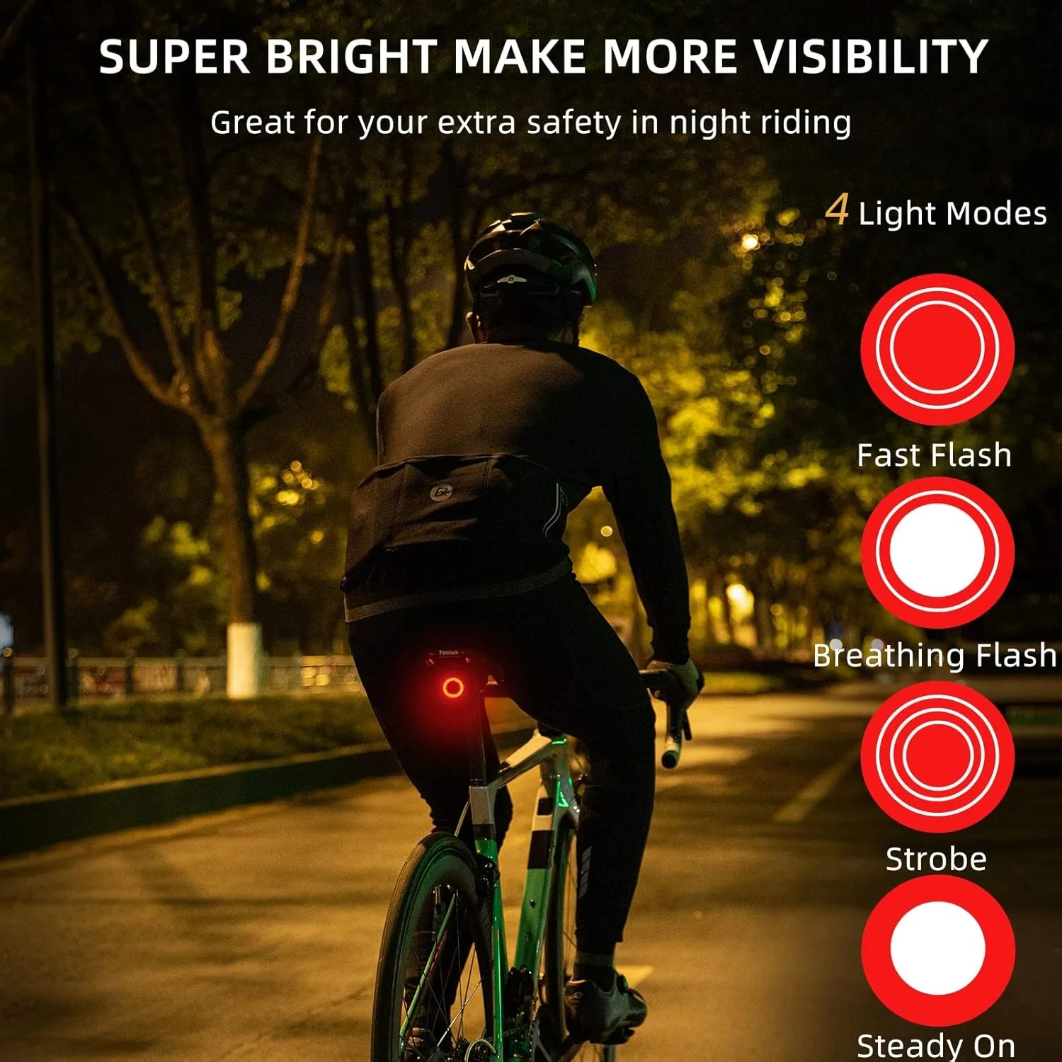 ROCKBROS Bicycle intelligent taillight, night riding automatic brake sensing taillight, mountain road taillight accessories