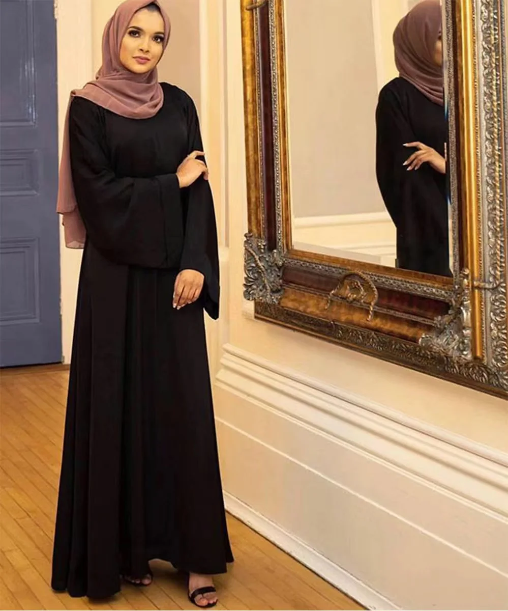 Islam Ramadan Prayer Black Abayas Kimono for Women Girl\'s Long Dresses Dubai African Kaftan Femme Musulman Hijab Cloth Summer