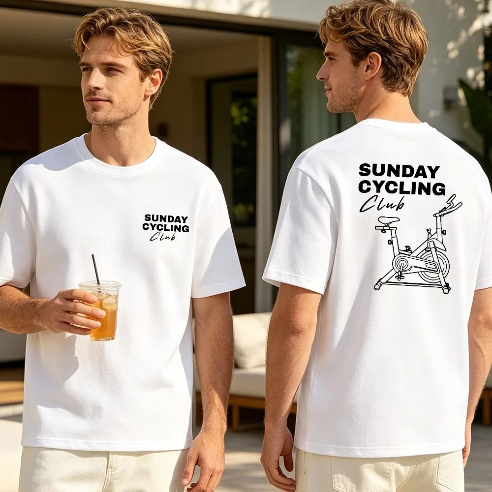Sunday Cycling Club Shirt Spinning Class Tee Spin shirt Workout Tshirt Summer Gym Workout Tops Graphic Sports Cycle Short-sleeve