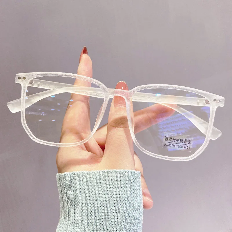 

Retro Anti-blue Light Myopia Glasses Fashion Square Wood Grain Frame Eyeglasses Men Women Trendy Clear Prescription Eyewear