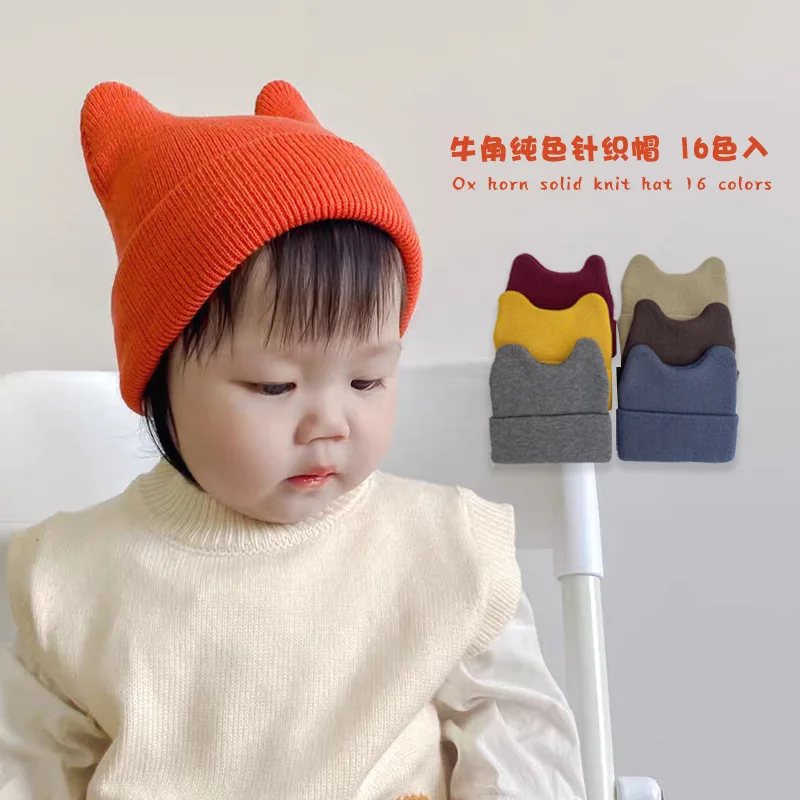 Kids Girls Cat Ear Hat Winter Warm Knit Beanie Cute Ski Skull Cap for Ages 5months-2years Old Boys Girls Bonnet Cold Weather