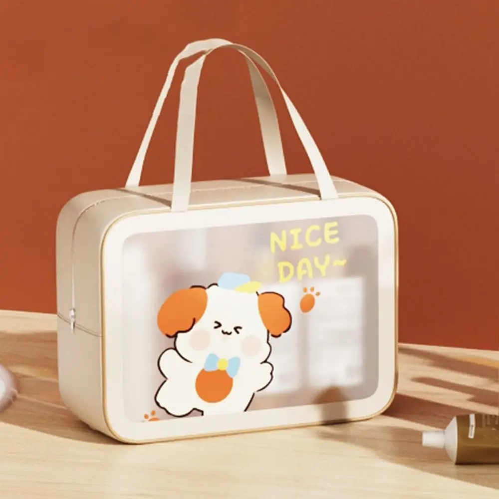 

Portable Women's Cosmetic Bag Durable Dry and Wet Separation Travel Toiletry Bag Transparent with Handle