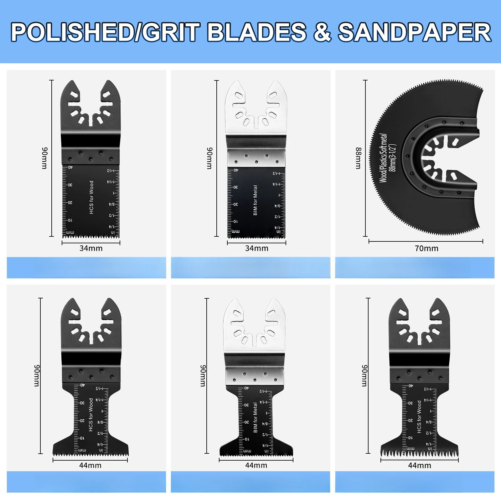 50Pcs Universal Oscillating Saw Blades Set Multitool Power Tool Accessories Suitable for Makita Dewalt Milwaukee Bosch