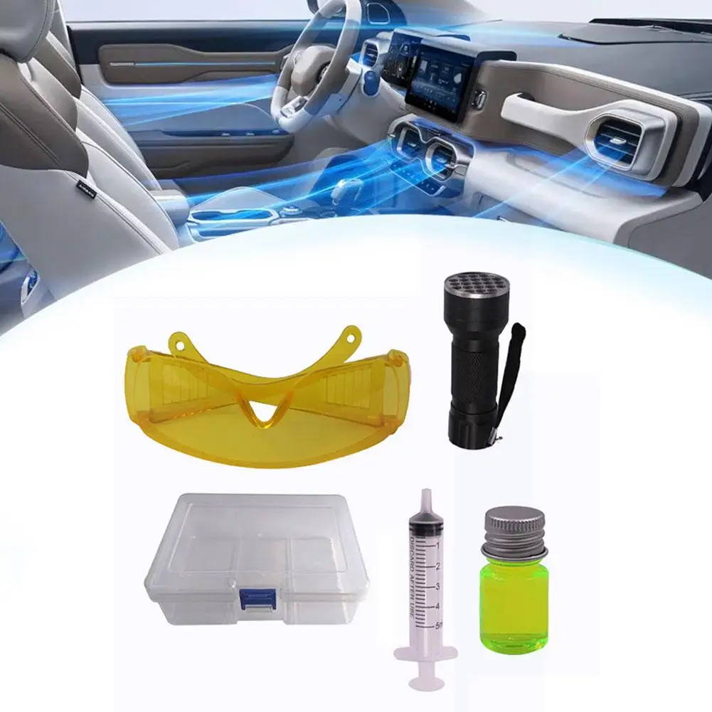 12 LED UV Flashlight Protective Glasses UV Dye Tool Set Car Air Conditioning A/C System Leak Test Detector Kit
