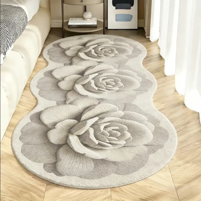 VIKAMA Irregular Floral Rug, Soft Shag Non-Slip Rug, Perfect for Living Rooms and Girls' Bedrooms