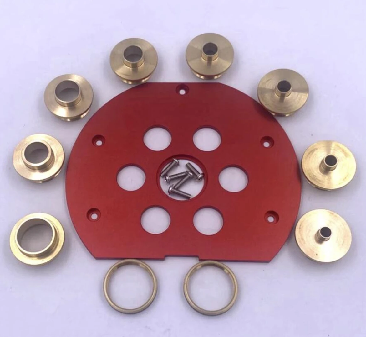 

Set of Round Base Plate + 10PCS Brass Router Template Guide Bushings With Drilled Holes For Festool OF1400