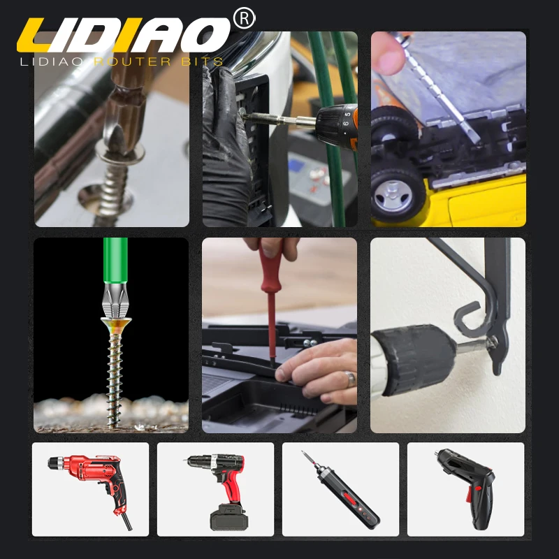 Imagem -06 - Lidiao-anti Slip Screwdriver Bit Grupo Alta Dureza Forte Torque Magnético Chave de Fenda Batch Cabeça de Impacto Impermeável pc Pcs 10 Pcs