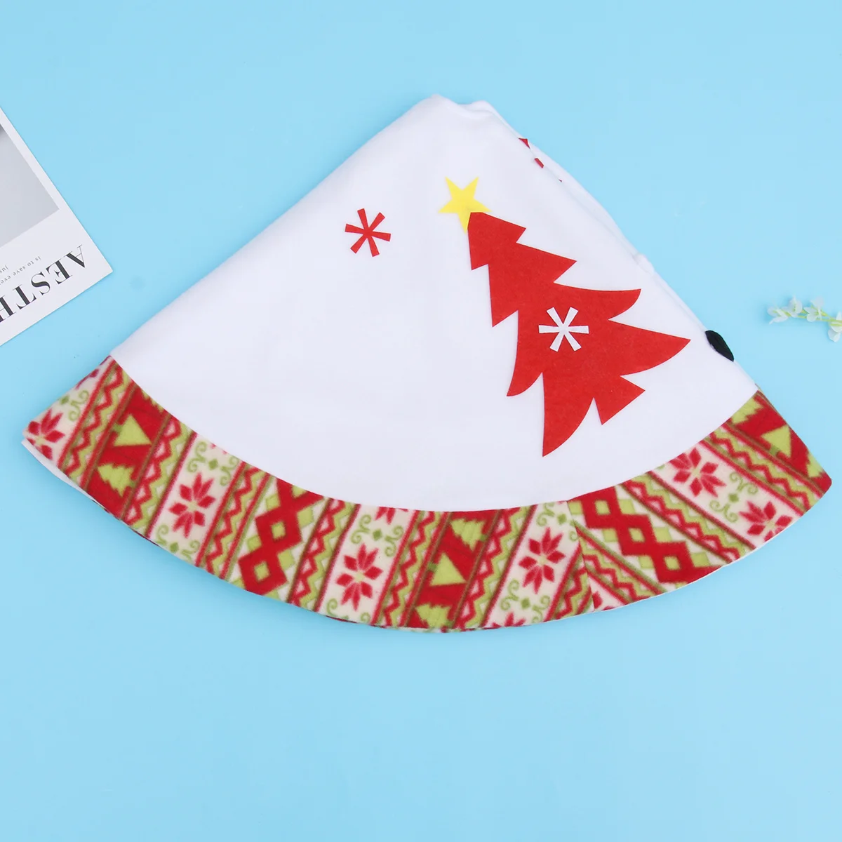 

Christmas Tree Skirt Round Classic Snowman Pattern Xmas Tree Carpet Decoration for Party Home School Office Store