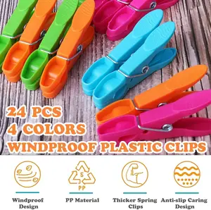 24 Buah Peniti Pakaian Laundry Plastik Klip Pasak Gantung Klip Makanan Rumah Tangga Jepitan Kaus Kaki Tempat Rak Pengering Pakaian Dalam 12 pasak penjualan terbaik - №