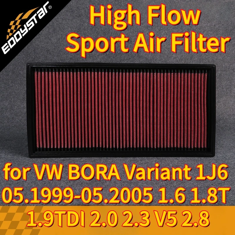 

Спортивный воздушный фильтр с высоким расходом для VW BORA Variant 1J6 05.1999-05.2005 1,6 1,8T 1,9TDI 2,0 2,3 V5 2,8 моющиеся гоночные впускные фильтры