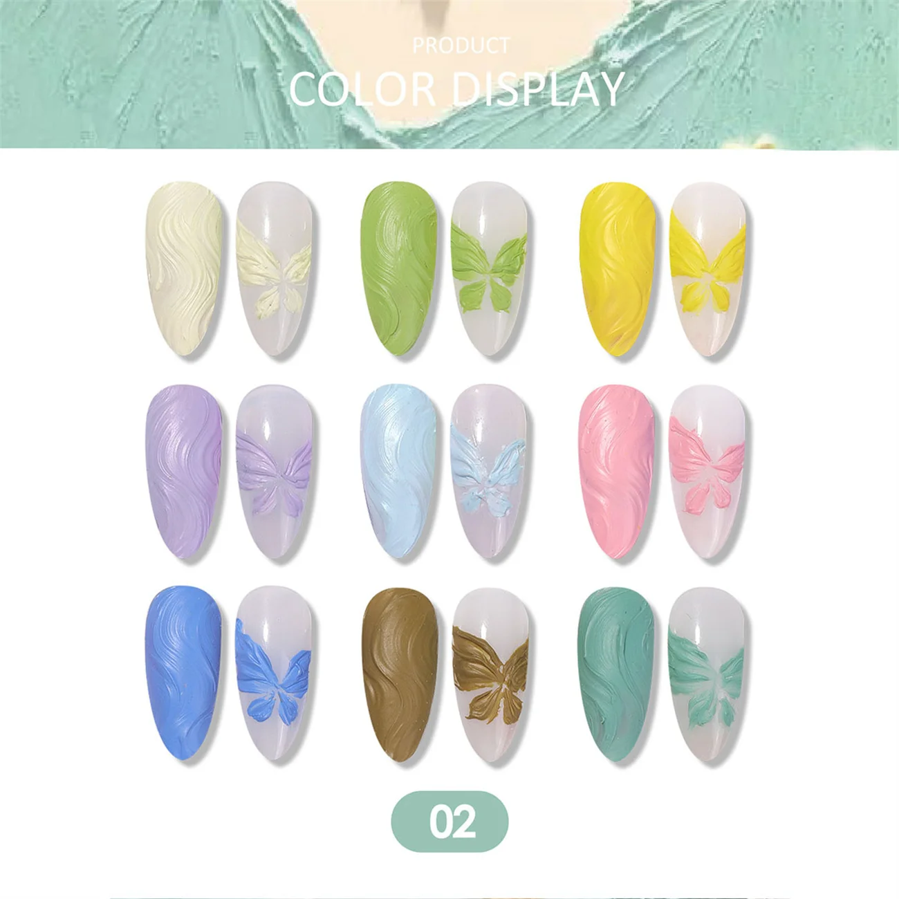 1 Stück Einfarbiges Nagellack-Gel 9-Farben-Set Hochpigmentiertes Dickflüssiges Farbverlauf-Gel für Nagelkunst 3D DIY – Detail 7