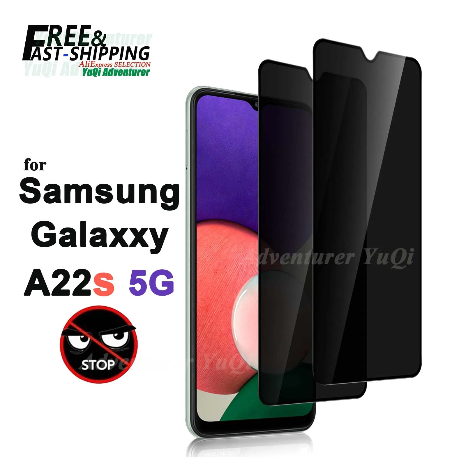 

Anti Spy Screen Protector For Samsung Galaxy A22 5G 6.6 Privacy Tempered Glass 9H Anti Peep Scratch High Aluminum