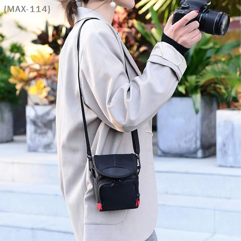 【MAX-114】New Simplicity Waterproof SLR Camera Bag Nylon Digital Shoulder Bag Mini Black Photographer Backpack Micro Camera【WX】