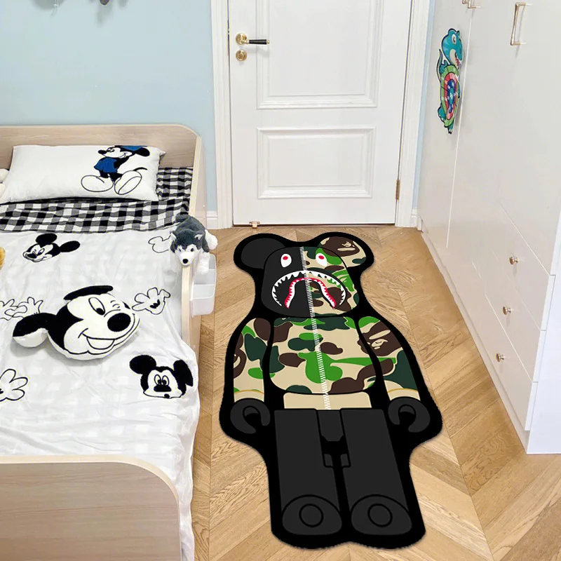 Cute Animals Carpet for Bedroom Non-slip Fashion Floor New Cartoon Bear Thin Mat Irregular Bedside Living Room Decorative Mat