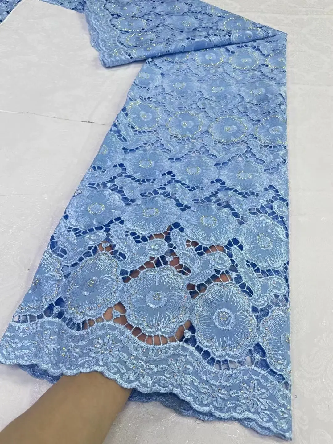 

African Nigerian Tulle Lace Fabric，for Sewing Wedding Party Gown Dress, High Quality,Embroidered Cotton Damask, 5Yard, 2024