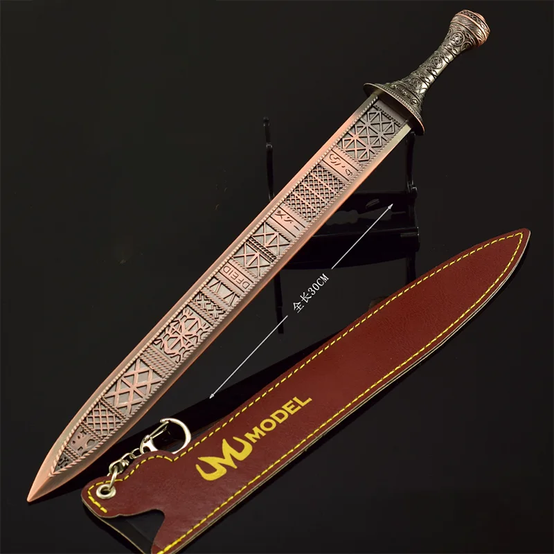 

30cm Regalia of Eochaid All-metal Leather Sleeve Version Craft Toy Knife Toy Sword Katana Ornaments Ring ER Game Collections