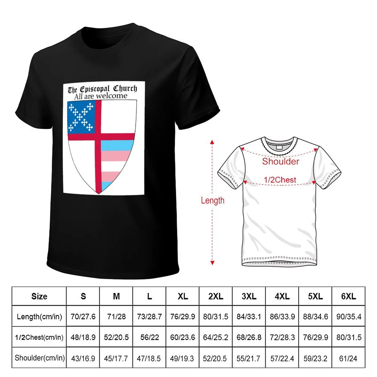 Episcopal Church Shield with Trans Pride 1 T-Shirt Urban Casual Loose Fit Tee