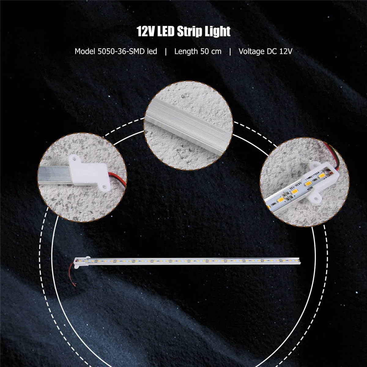 36 LED LED Strip Light 50CM 12V 36 LED 5050 SMD Hard Strip Bar Light Aluminum Rigid Warm White