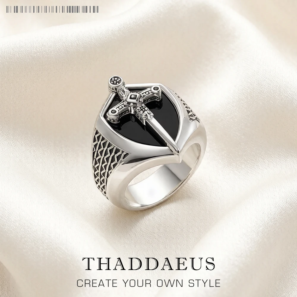 

Signet Ring Mystical Sword 925 Sterling Silver Vintage Strength Gift for Women Men 2022 Summer Fine Jewelry