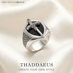 Signet Ring Mystical Sword 925 Sterling Silver Vintage Strength Gift for Women Men 2022 Summer Fine Jewelry