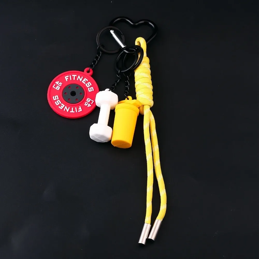 القلب مشبك الحديد لوحات مفتاح سلسلة غلاية أجراس حقيبة سحر محاكاة الدمبل كيرينغ العصرية سلسلة اللياقة البدنية الصغيرة قلادة #4
